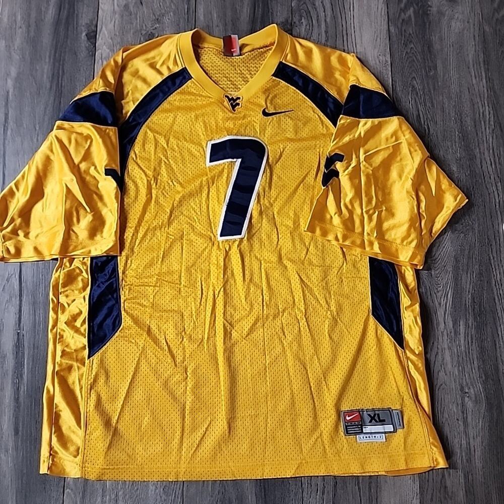 Nike West Virginia Mountaineers Jersey Men XL Nike WVU Yellow Away #7